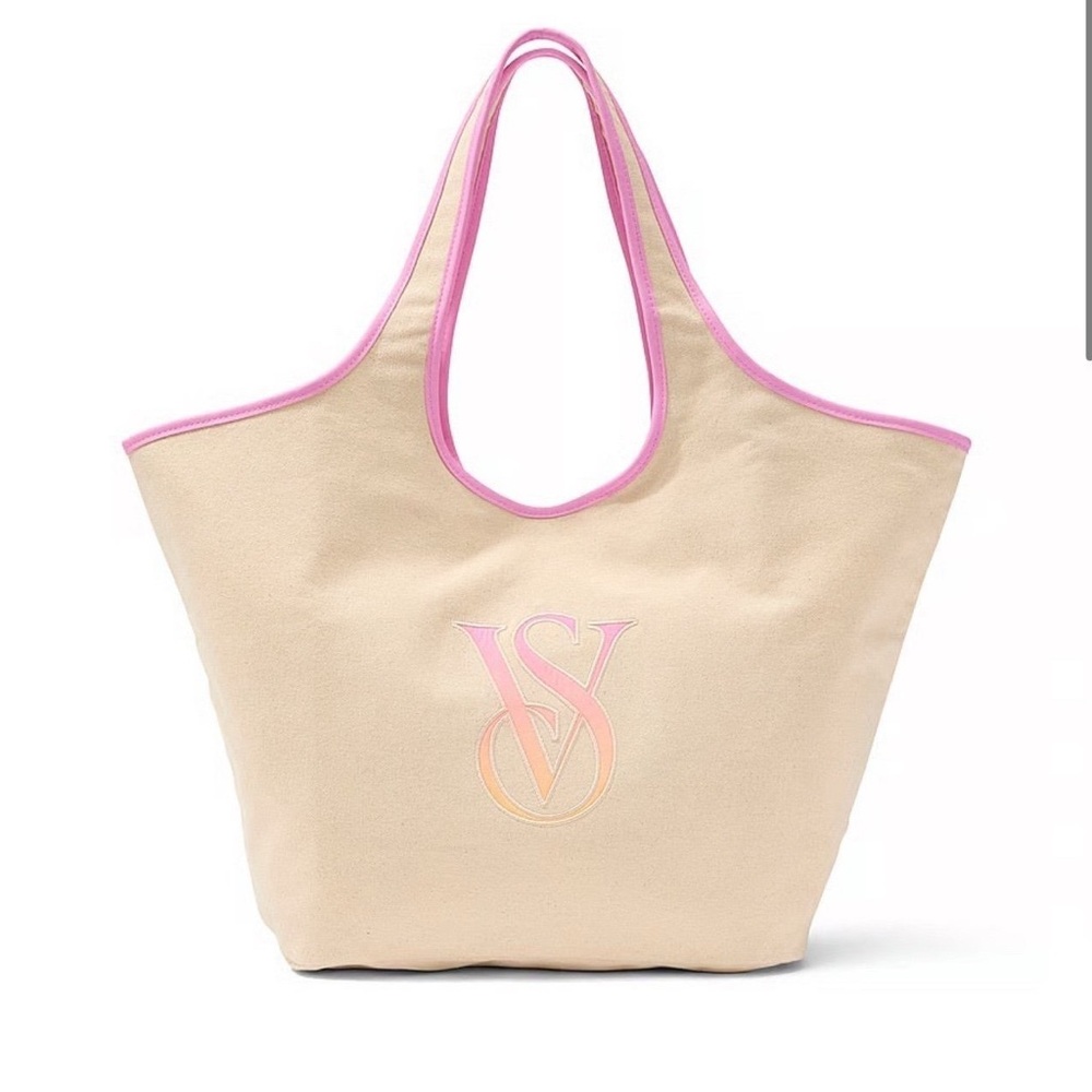 PINK Victoria's Secret Cream Tote with Pink Trim